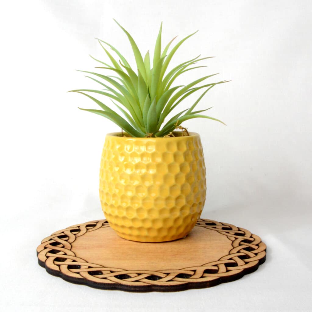 Cactus on a Celtic style placemat, Laser cut at Tawny Barn