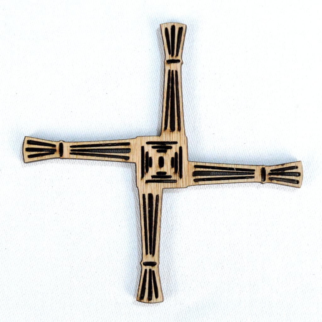 Brigids Cross Laser cut plywood, made at Tawny Barn