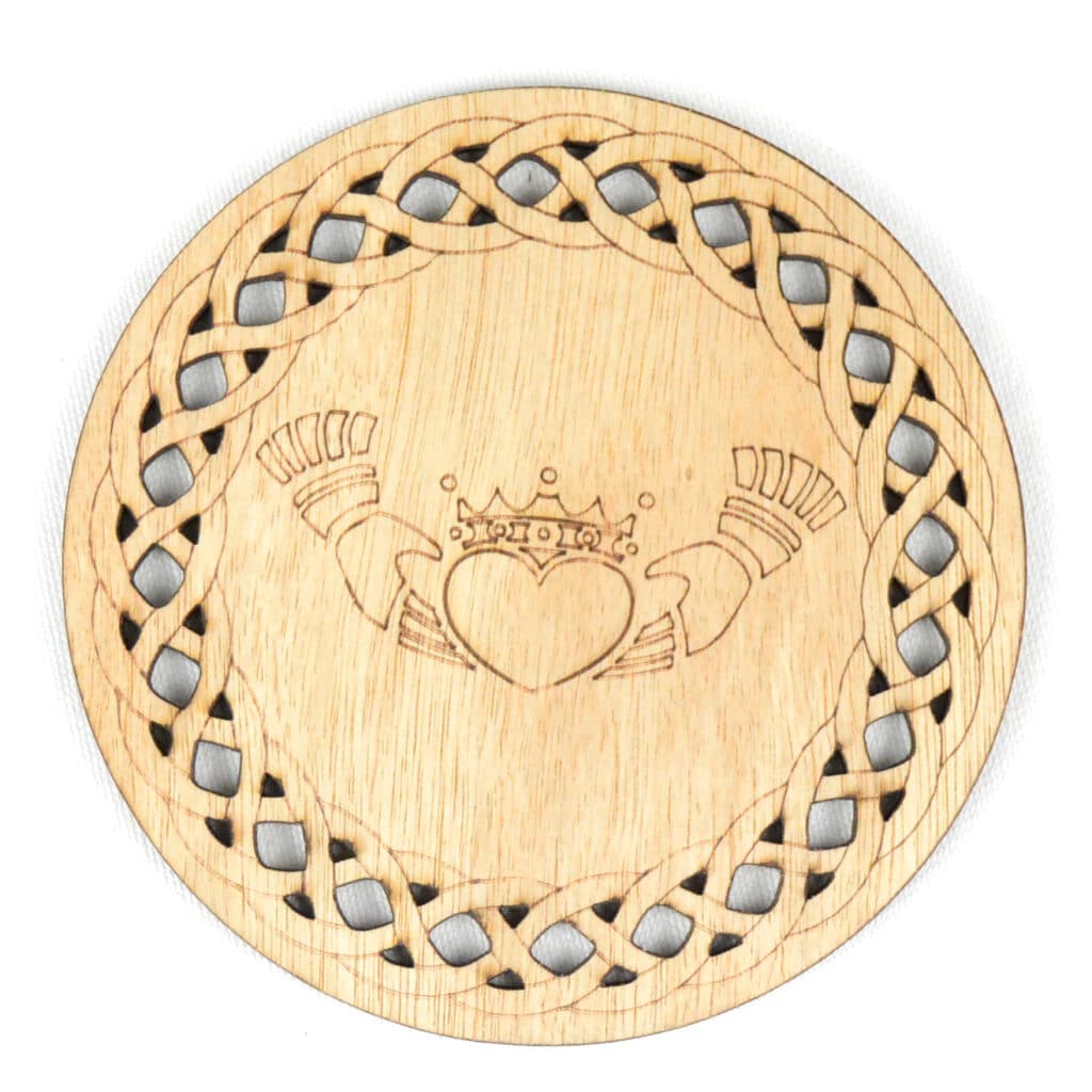 Claddagh Ring Laser Cut plywood made at Tawny Barn