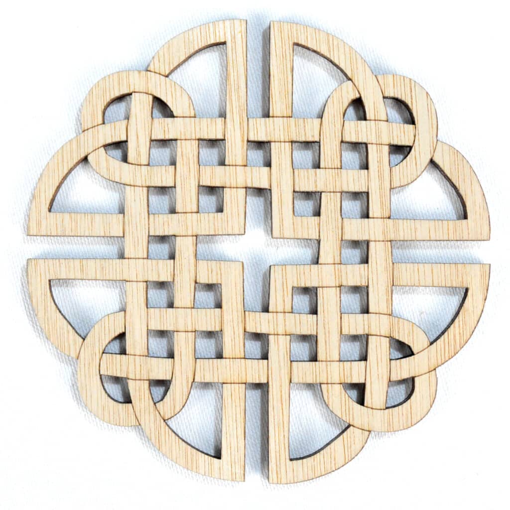 Dara Knot Celtic Art Laser Cut Plywood, made at Tawny Barn. Perfect for use as a coaster or placemat