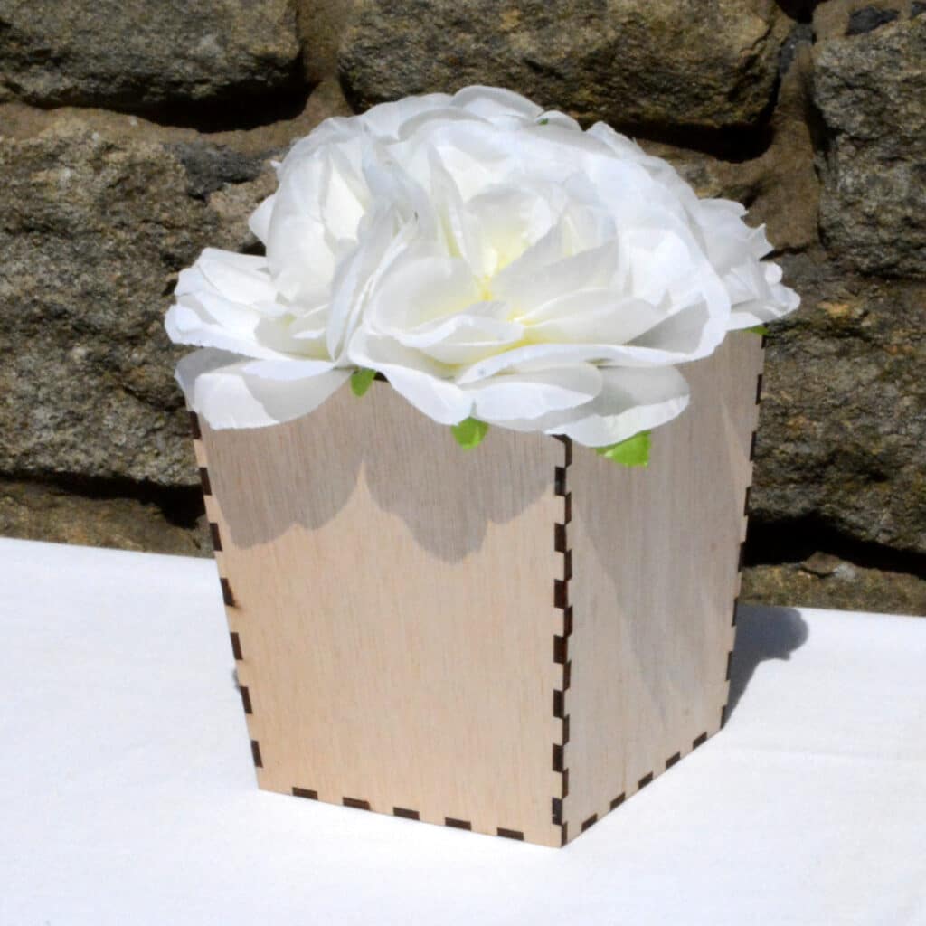 Tawny Barn Laser Cut Plant Pot Cover - tapered Plywood box
