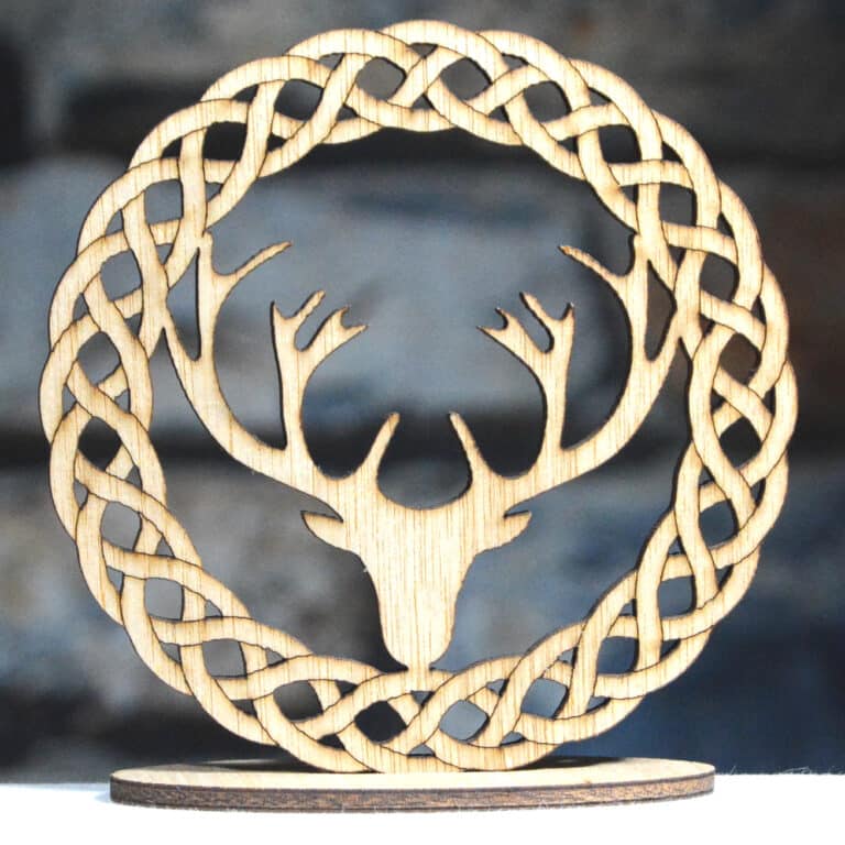 Celtic style Christmas decoration, Laser cut from Plywood at Tawny Barn