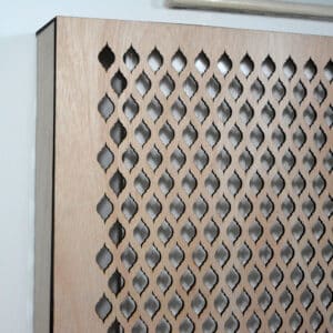 Radiator cover Bespoke laser cut plywood made at Tawny Barn